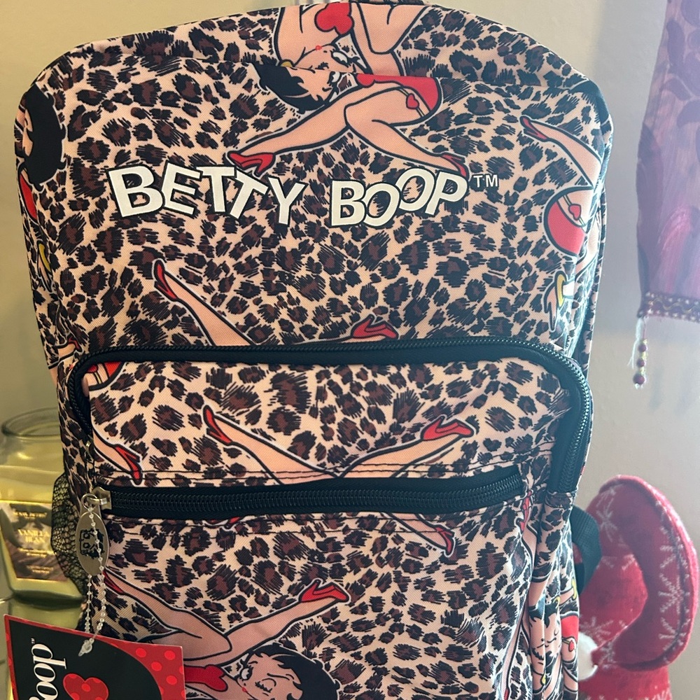 Betty Boop animal print backpack
